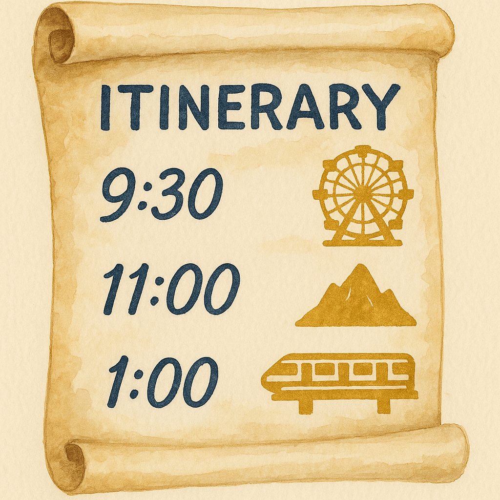 A vintage park itinerary scroll